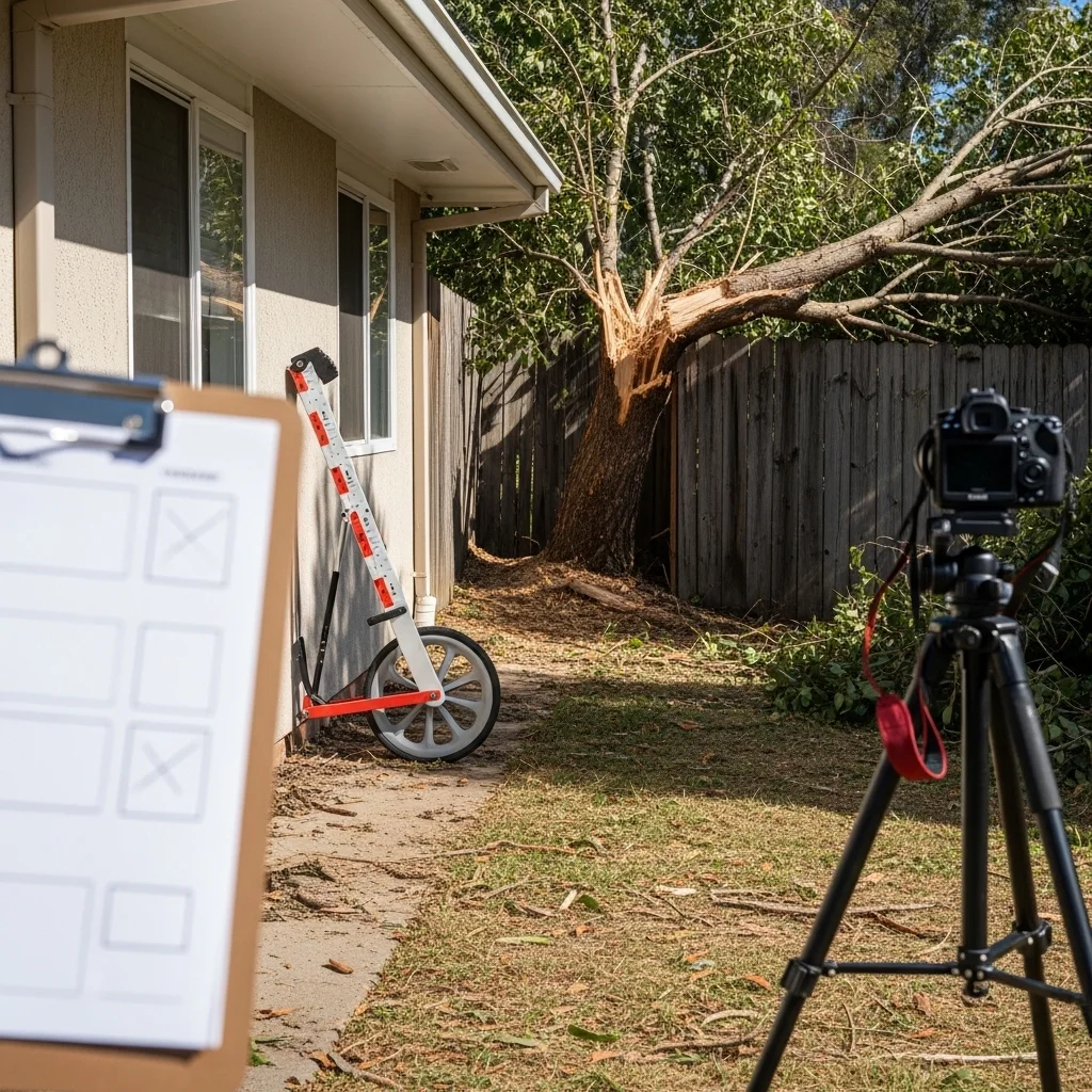 Insurance documentation photo for emergency tree removal claim