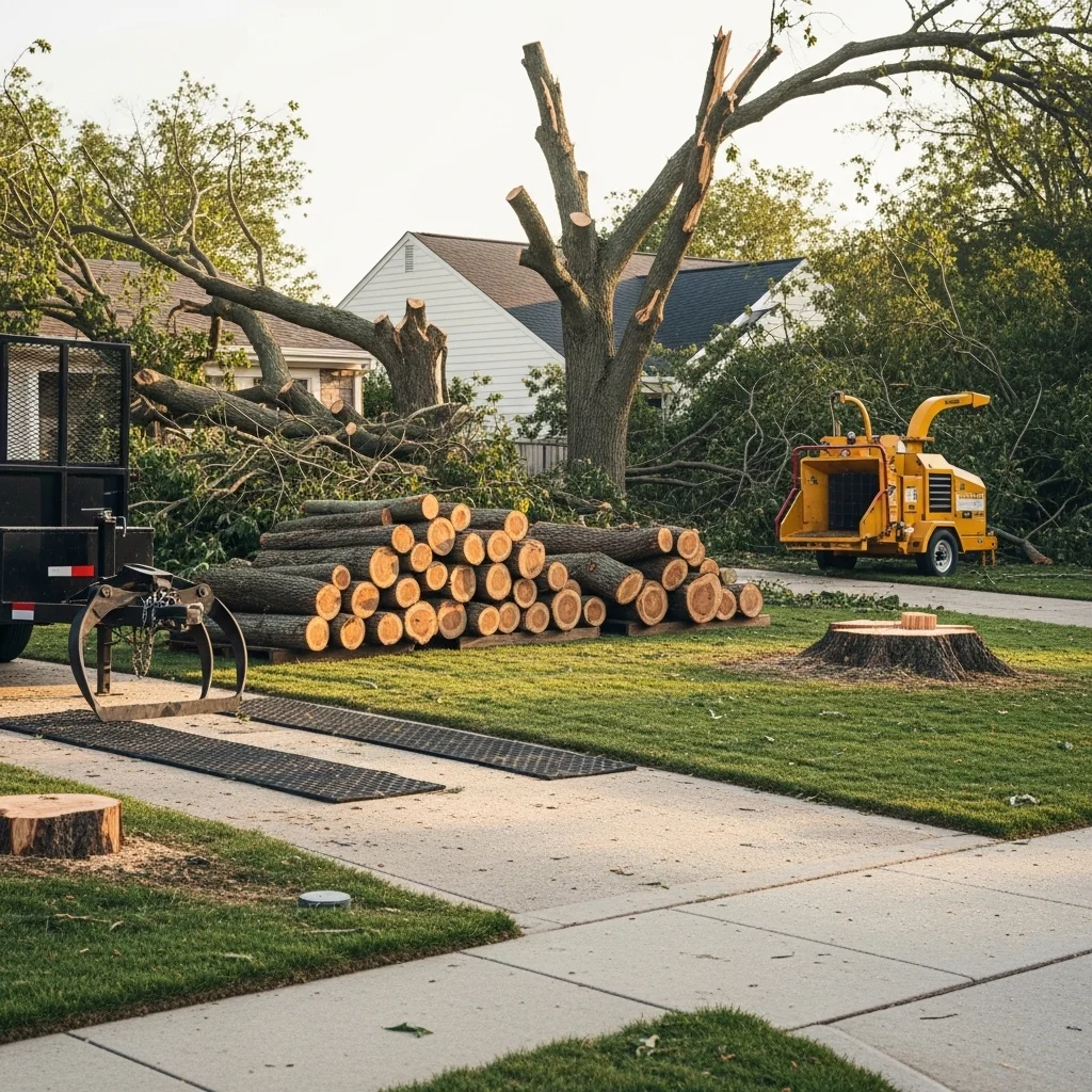 Storm damage tree removal from Fort Worth residential roof