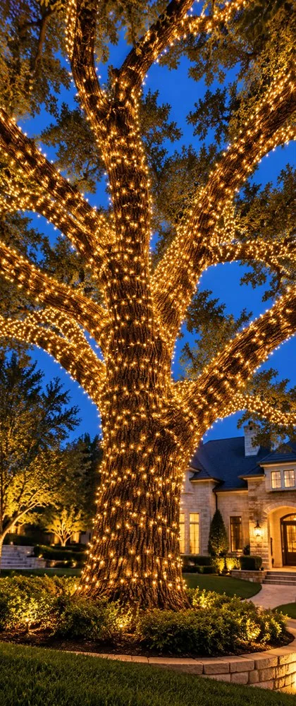 Design inspiration: tree wrapped in warm white Christmas lights
