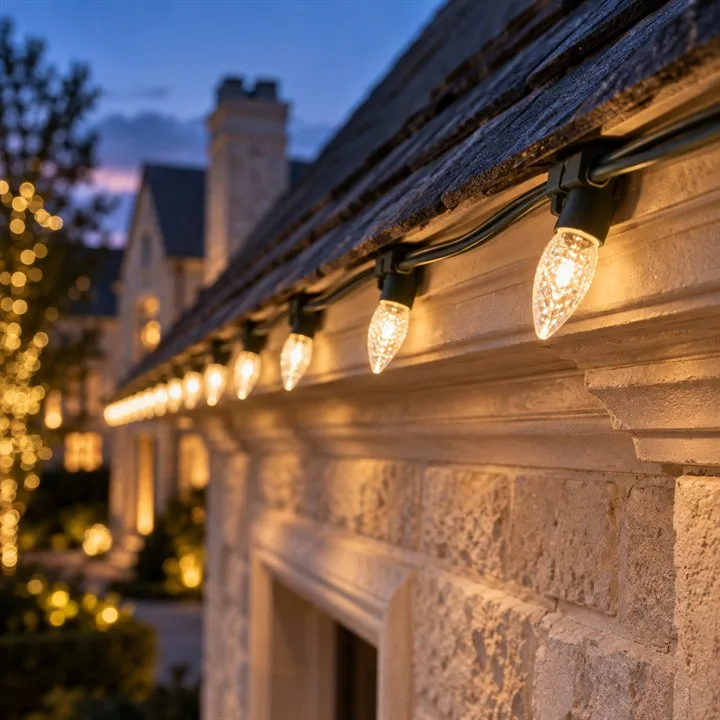 Design inspiration: close-up of warm white LED Christmas light strands