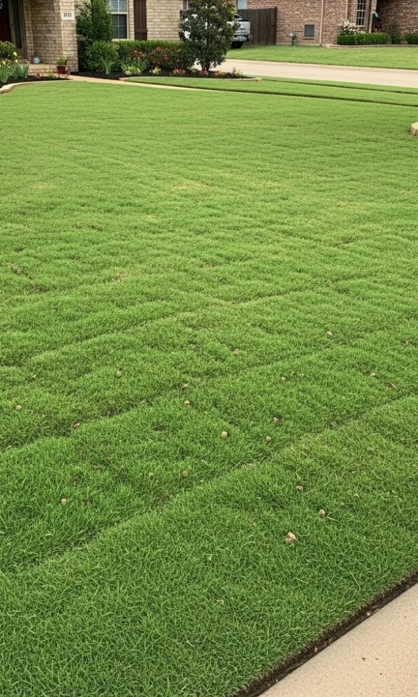 Bermuda grass lawn in North Texas ready for seasonal aeration