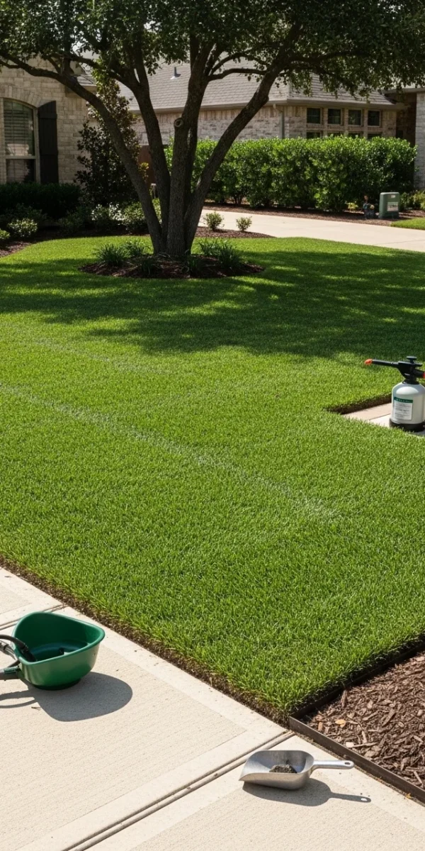 Bermuda grass fertilization treatment in Fort Worth by Black Hill Landscaping
