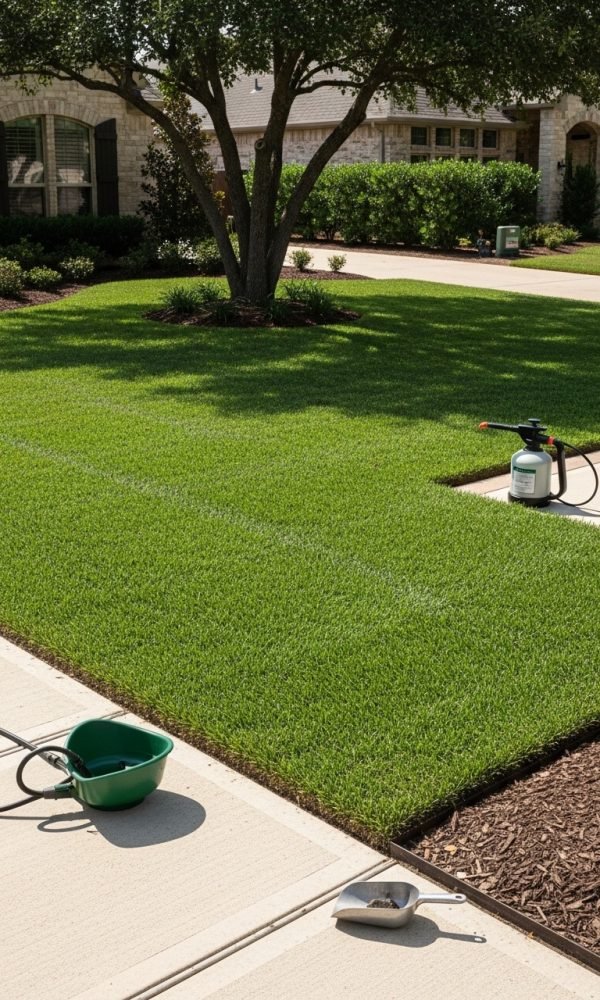 Commercial lawn fertilization treatment for Fort Worth office park