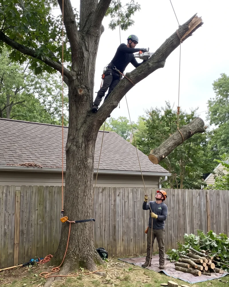 Black Hill Landscaping crew performing emergency tree extraction