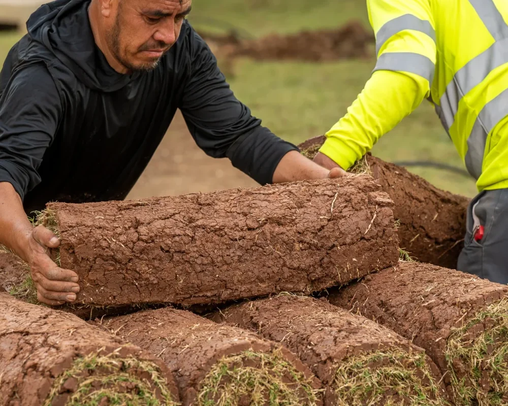 Completed sod installation on Fort Worth residential property