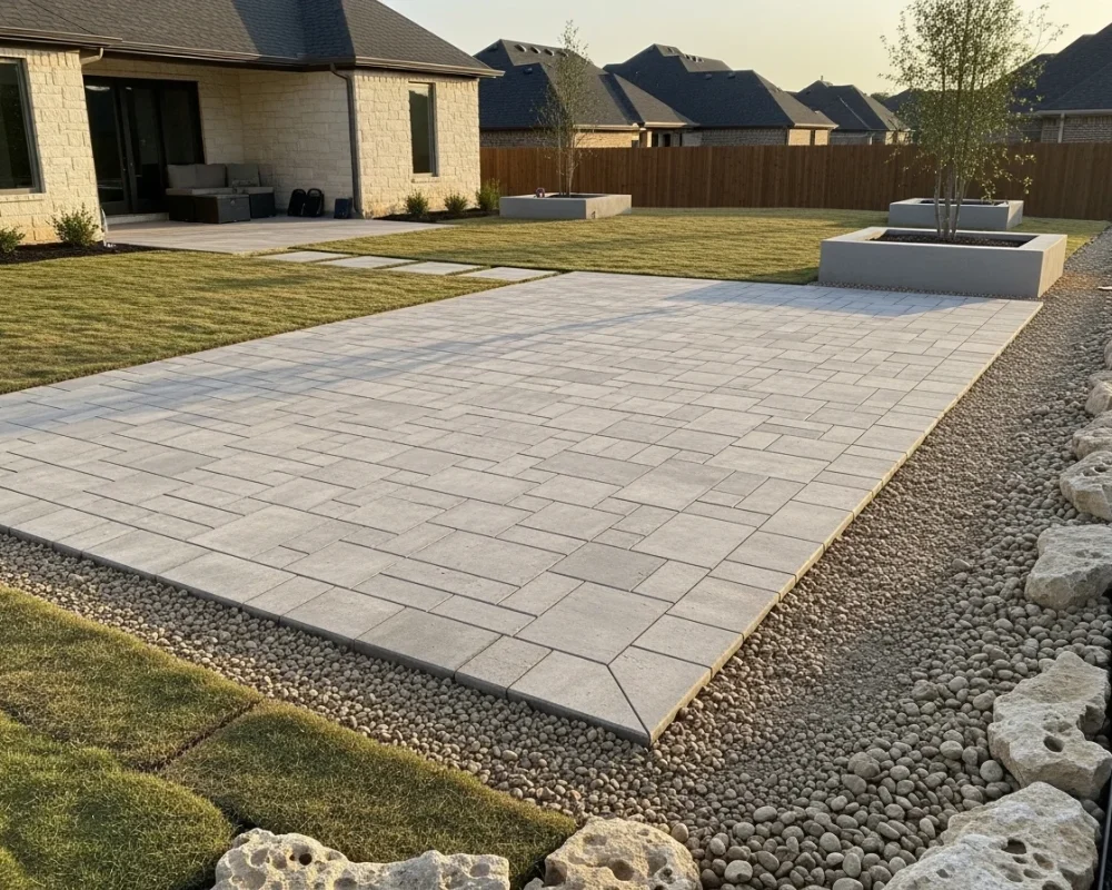 Excavation and grading for patio base on North Texas expansive clay soil